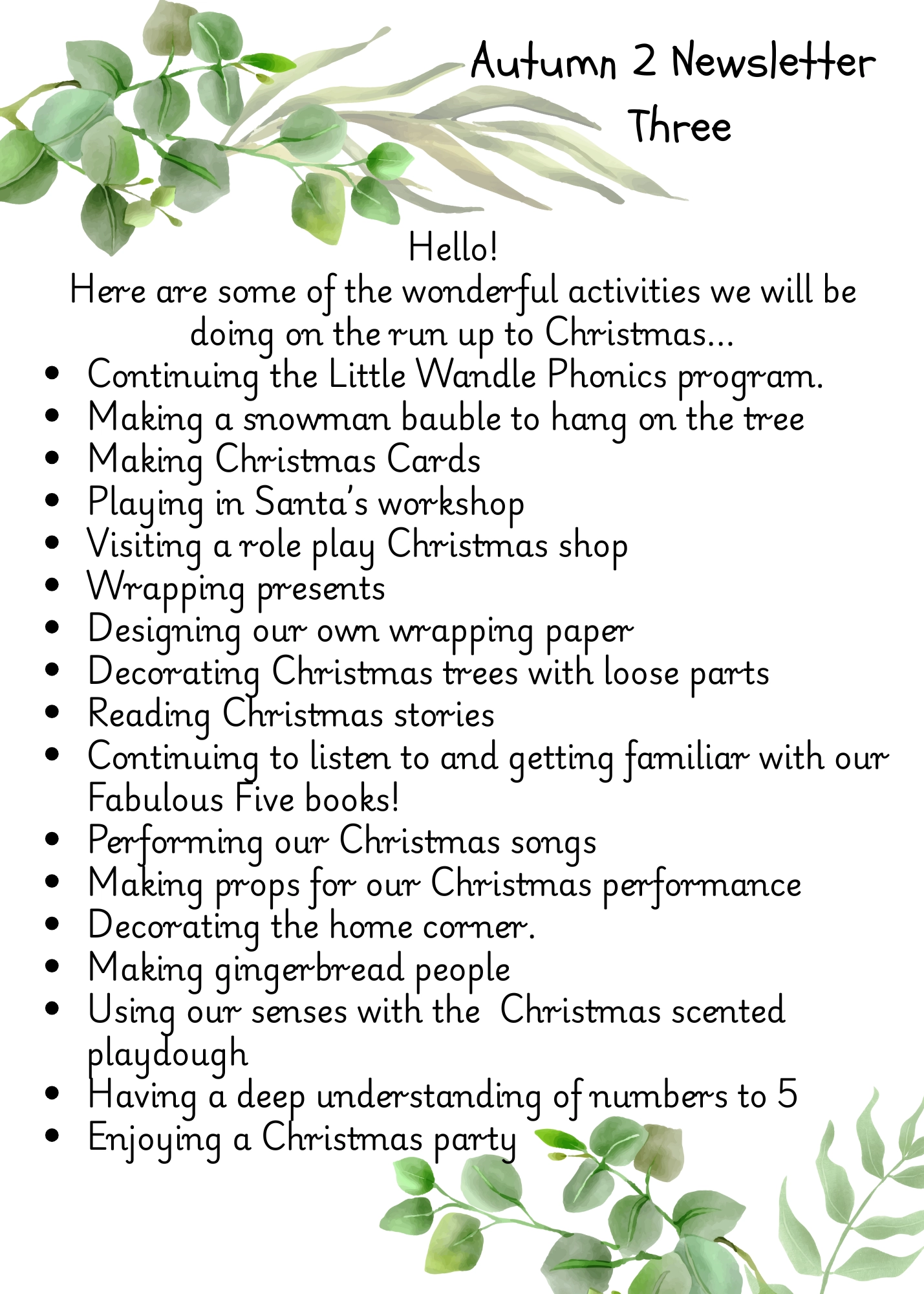 Autumn 2 weeks 5,6,7 Newsletter