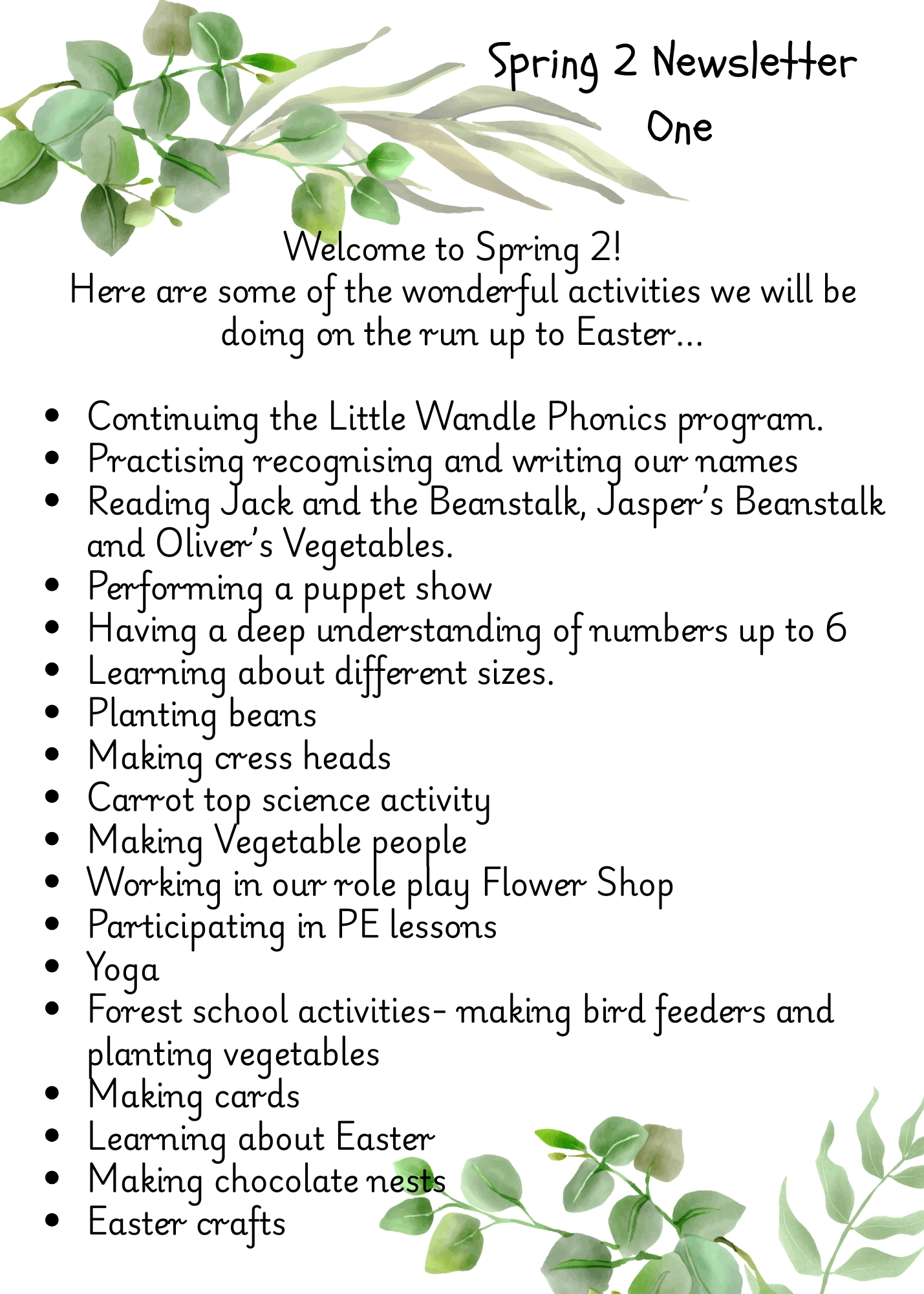 Spring 2 newsletter